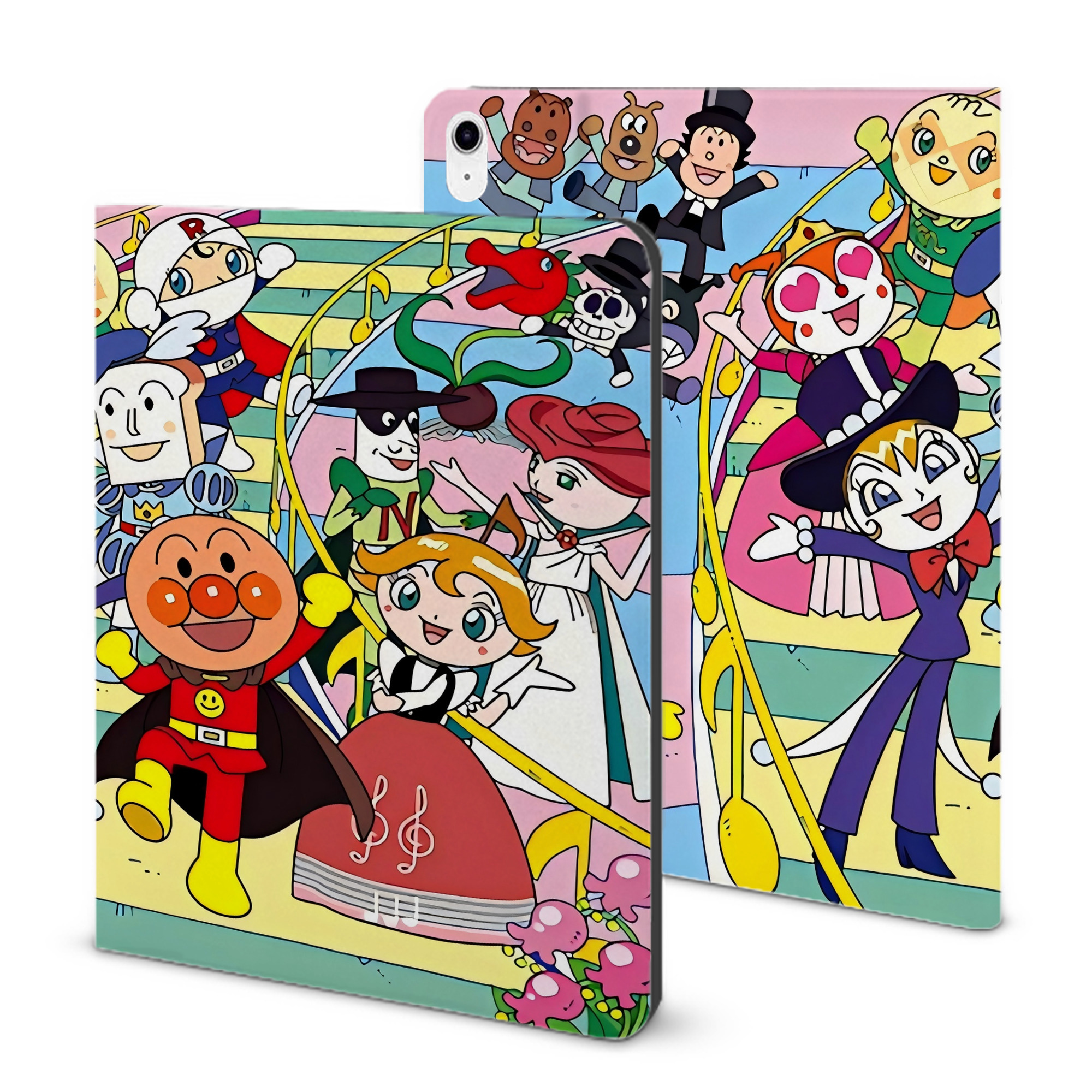 （画像用） アンパンマン Anpanman IPad ケース ブック型 PUレザー TPU 耐衝撃 軽量 薄型 ペン収納なし 全面保護 IPad 各モデル対応